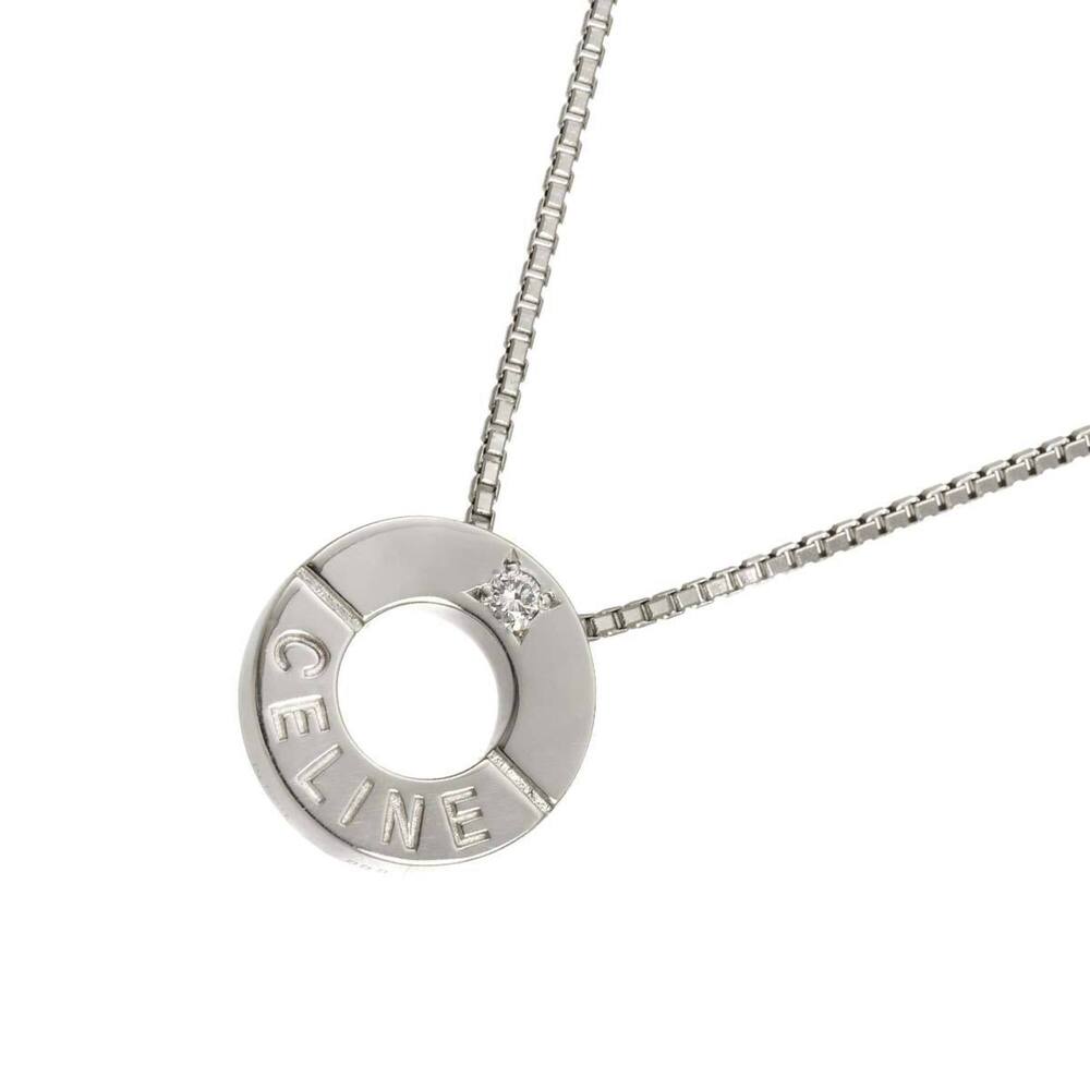 Celine CELINE Circle Diamond 0.03ct Necklace 42cm Pt Platinum